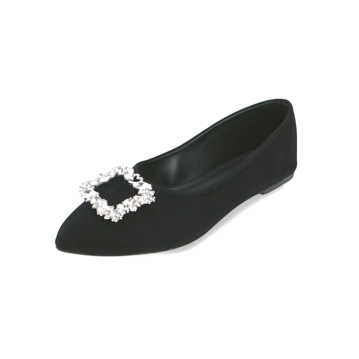 Stylish Women's Flats Pumps with Rhinestone Buckle