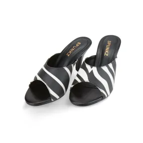 Stylish Zebra Print Heel Sandals