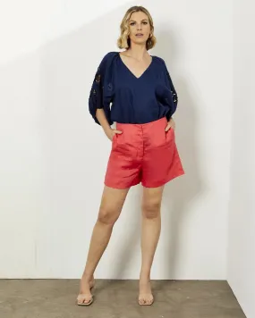 Sunset Linen Short Fuchsia