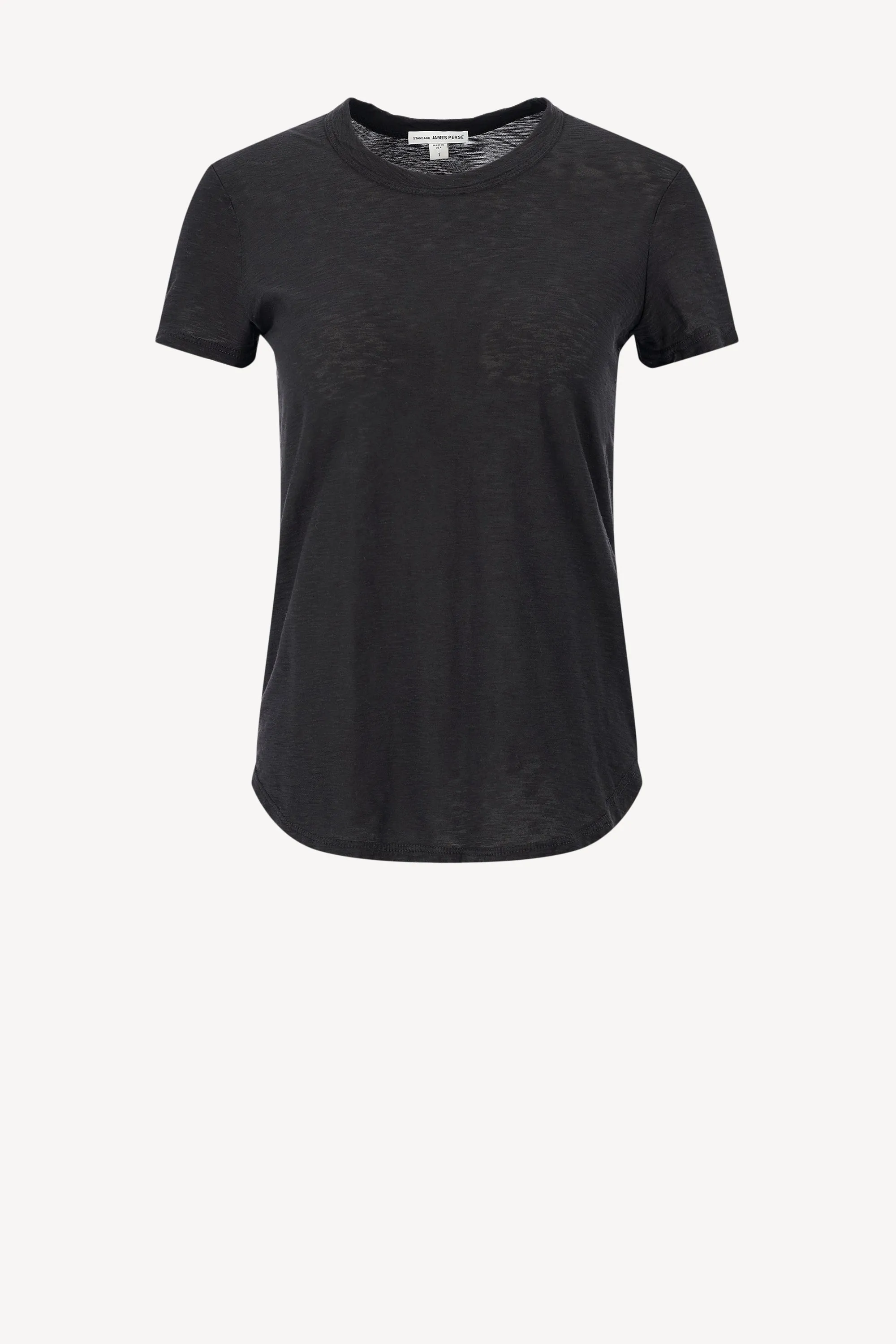 T-Shirt Sheer Slub Crew in Schwarz