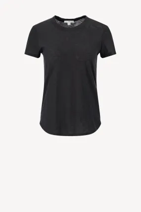 T-Shirt Sheer Slub Crew in Schwarz