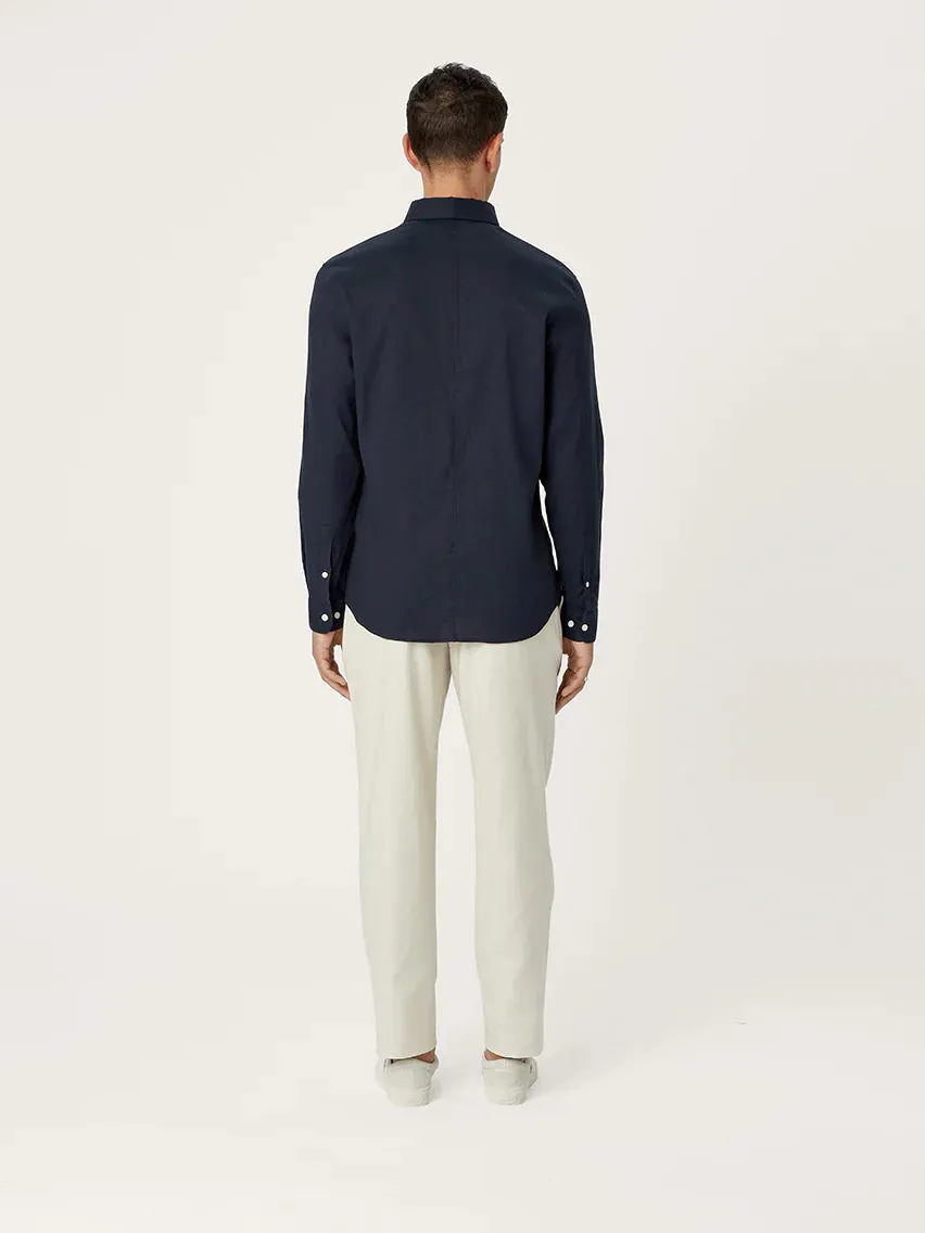 The All Day Shirt Linen Collared || Navy | Linen