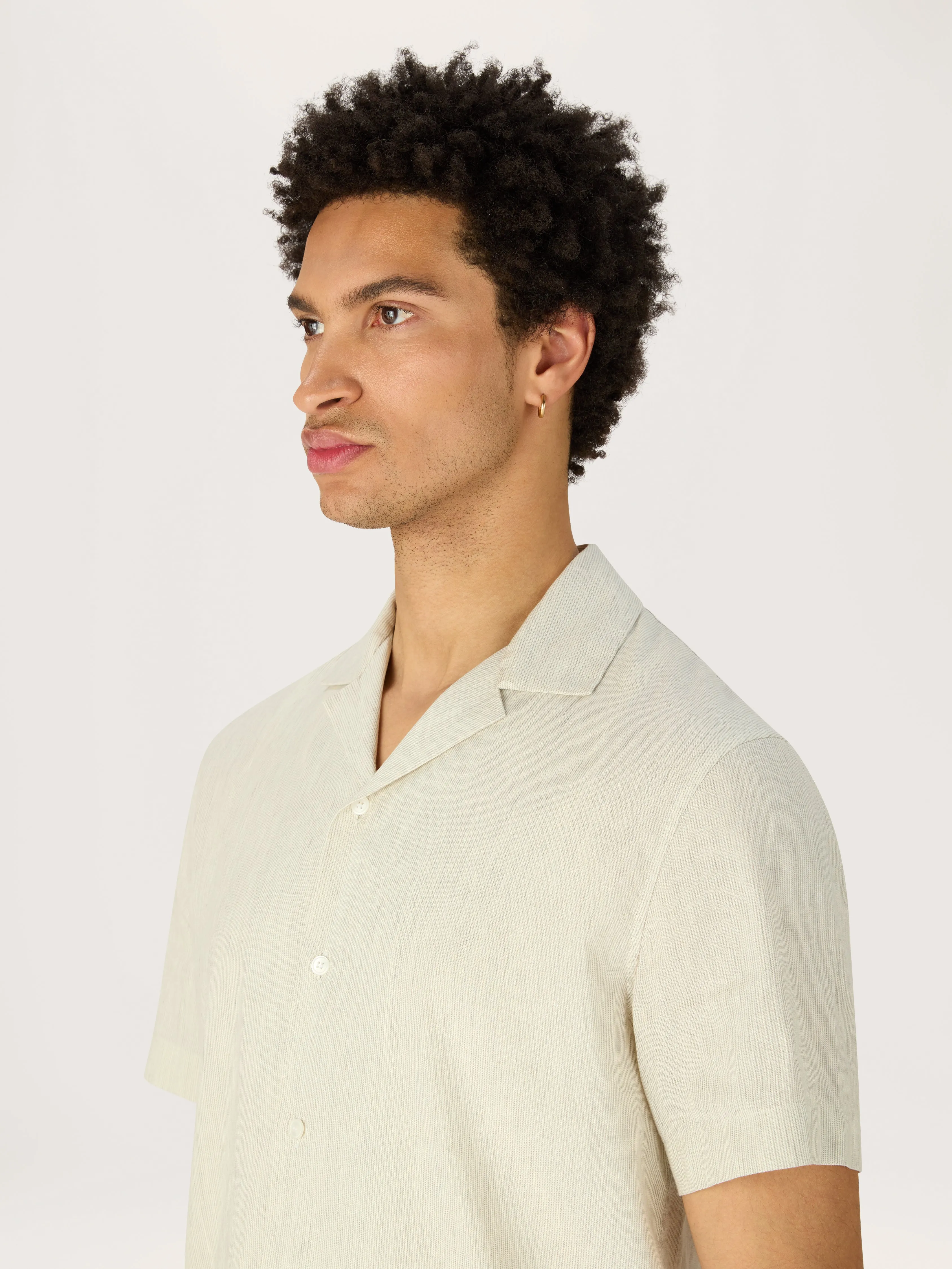 The Cuban Collar Linen || Stripe | Linen