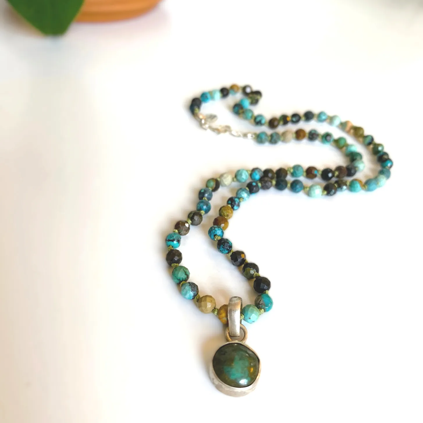 Turquoise Silk Knotted Necklace