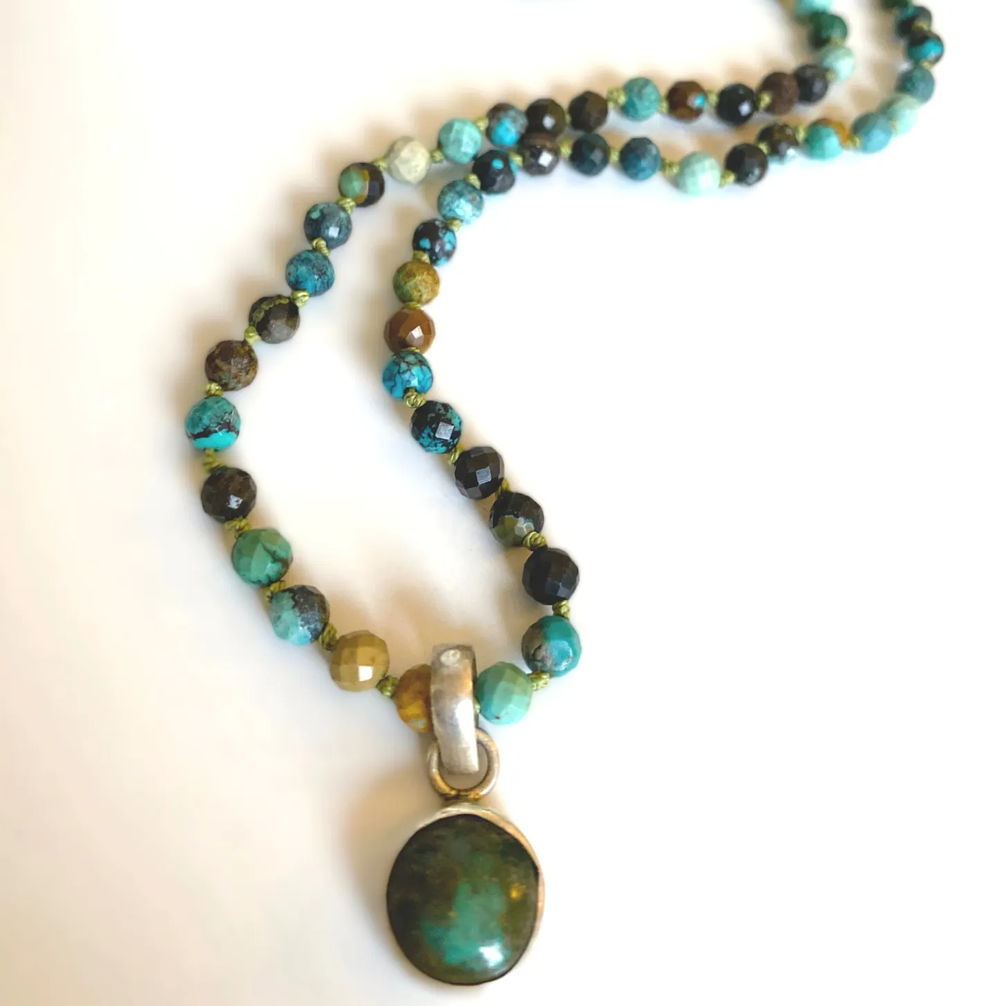 Turquoise Silk Knotted Necklace