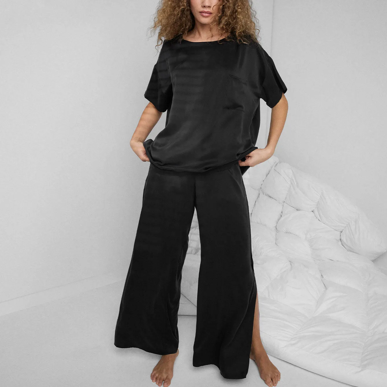 Washable Silk Tee Pant Set