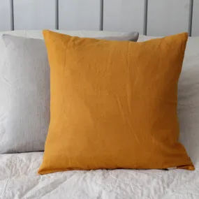 Washed Linen Cushion, Mustard