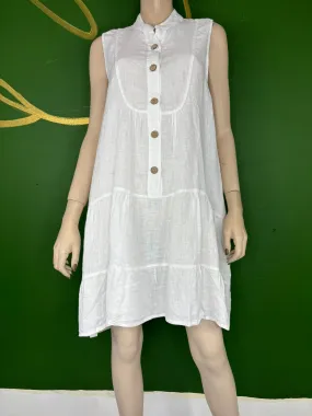 White Short Linen Dress