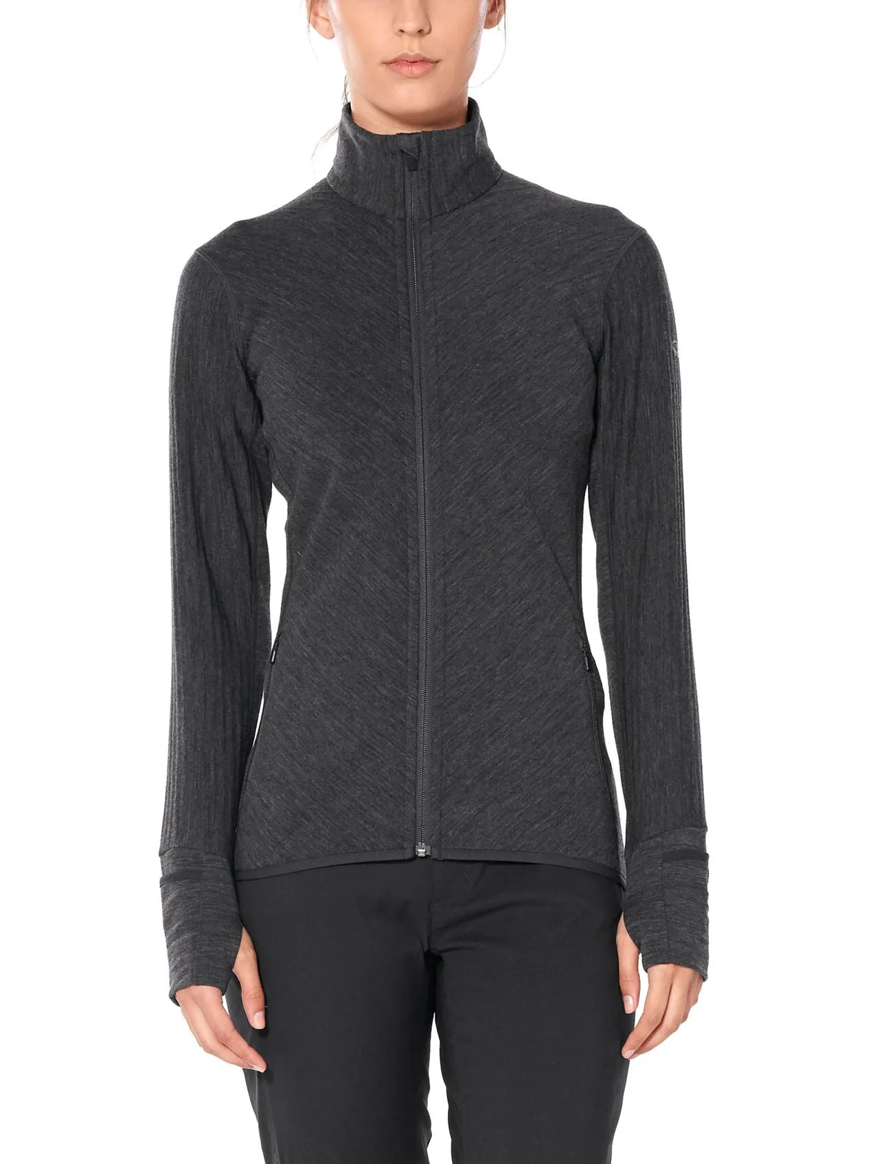 Womens Descender Long Sleeve Zip Jacket - Jet Heather Color