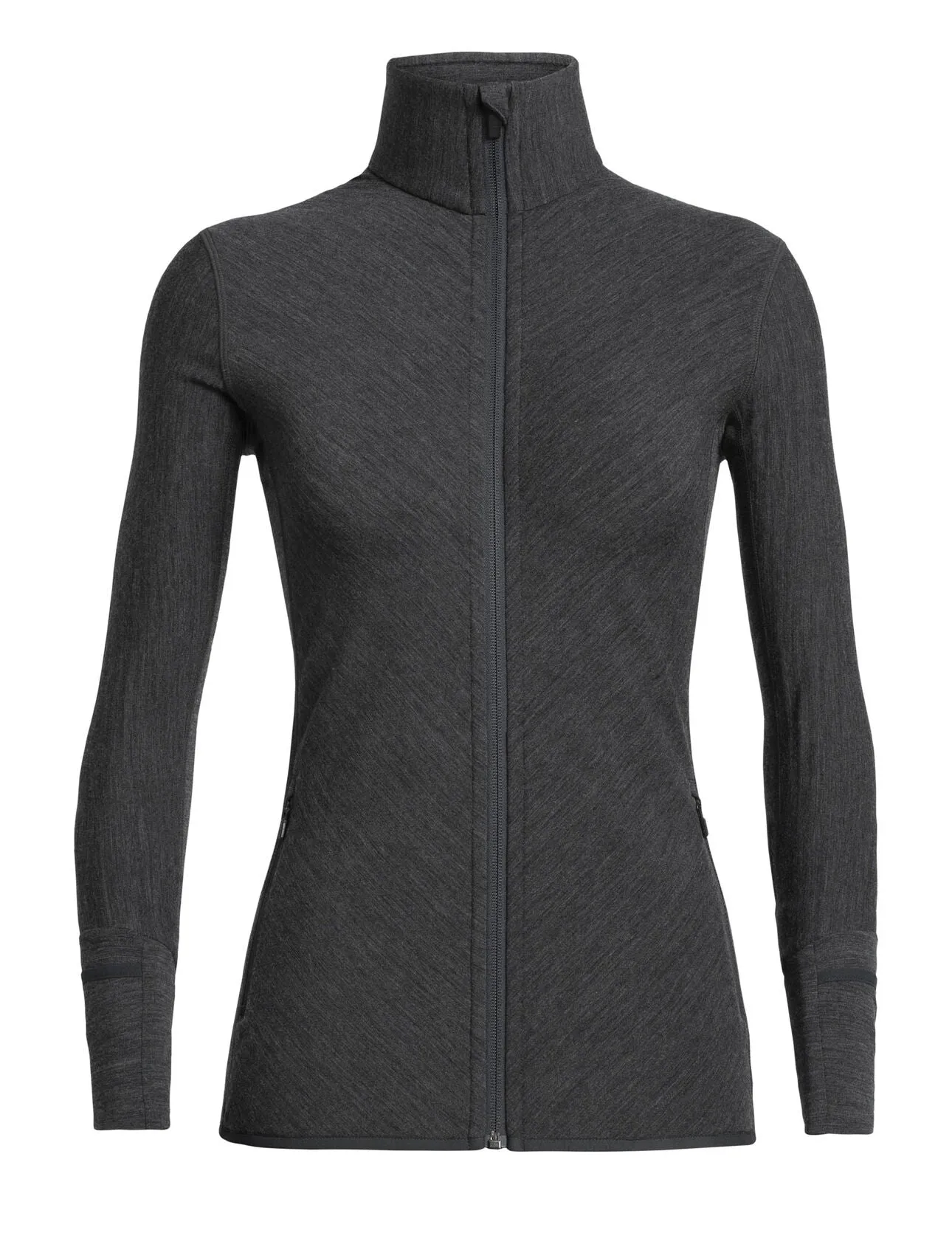 Womens Descender Long Sleeve Zip Jacket - Jet Heather Color